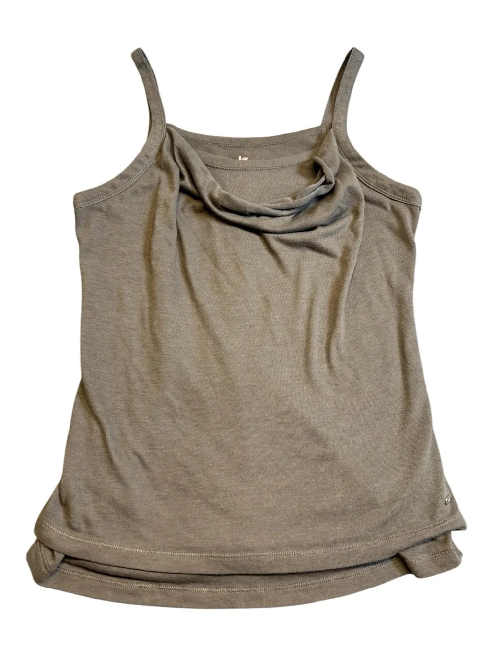Alo Yoga Cowl Neck Cami Tank Top Olive Gray Medium Drape Yoga Athleisure GUC